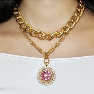 NWT TARINA TARANTINO GOLD TONE & RHINESTONE NECKLACE